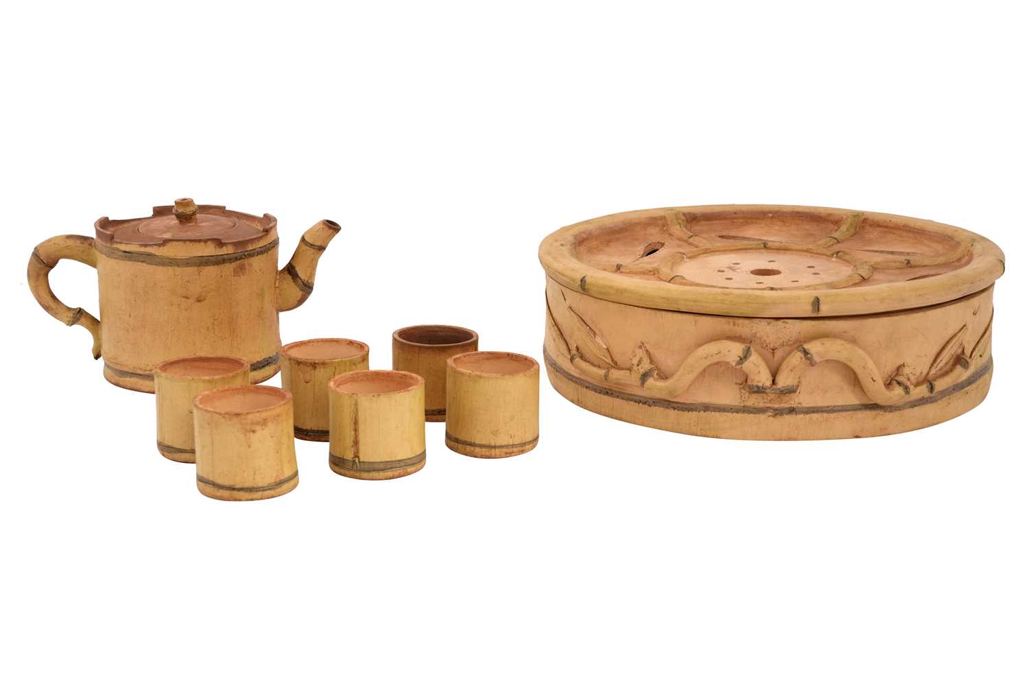 Lot 76 - A CHINESE YIXING ZISHA TEA SET BY ZHOU DINGFANG (1965 - )