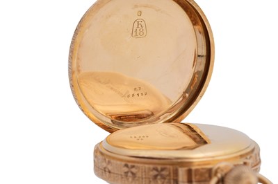 Lot 4 - AN 18CT GOLD AMERICAN WATCH CO. OPEN FACED KEYLESS WIND POCKET WATCH