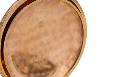Lot 4 - AN 18CT GOLD AMERICAN WATCH CO. OPEN FACED KEYLESS WIND POCKET WATCH