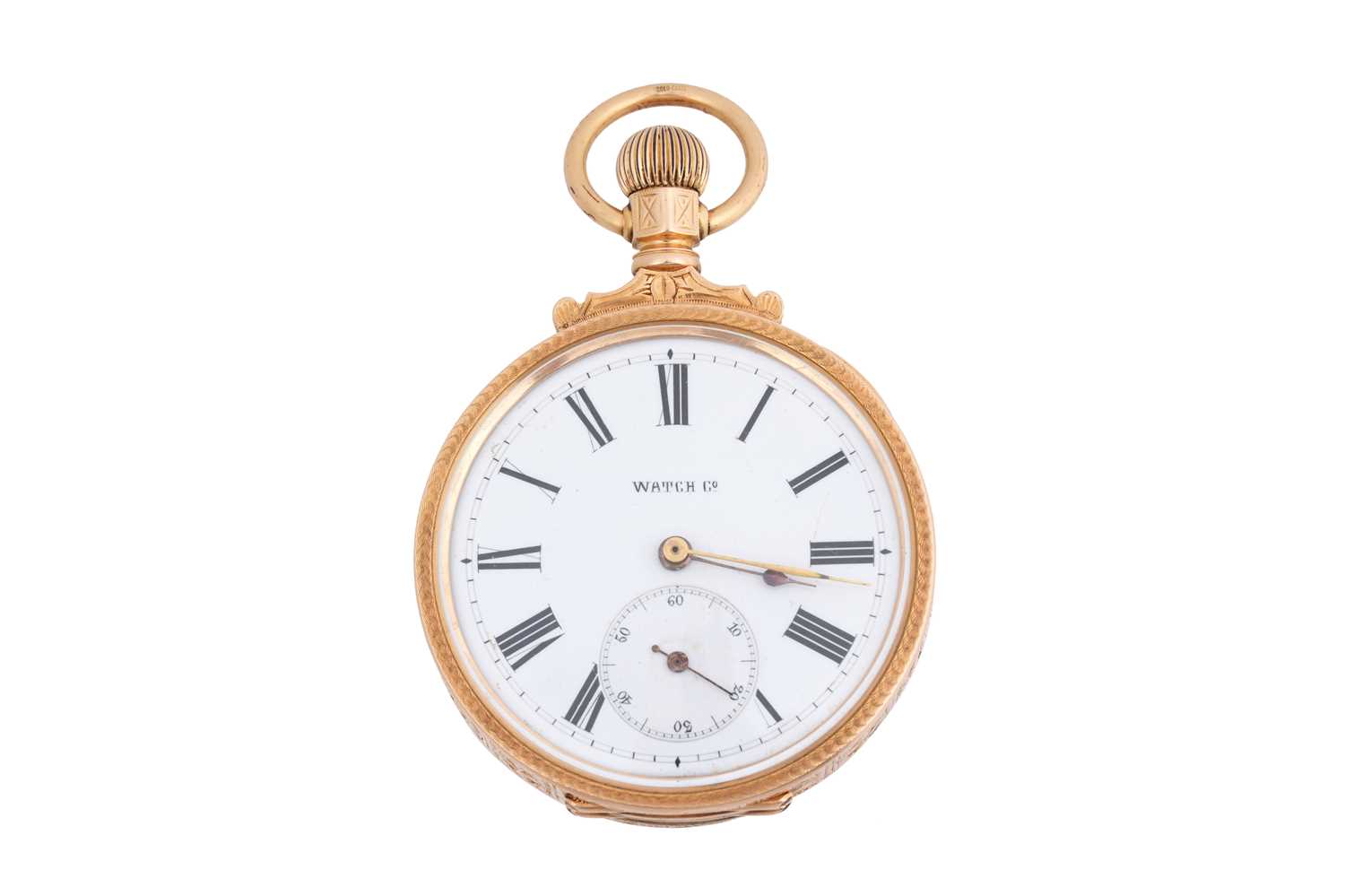 Lot 4 - AN 18CT GOLD AMERICAN WATCH CO. OPEN FACED KEYLESS WIND POCKET WATCH