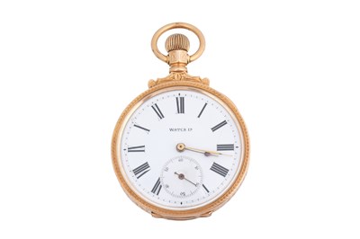 Lot 4 - AN 18CT GOLD AMERICAN WATCH CO. OPEN FACED KEYLESS WIND POCKET WATCH