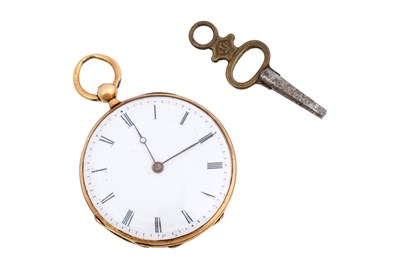 Lot 5 - A FRENCH 9CT GOLD OPEN FACED KEY WOUND POCKET WATCH