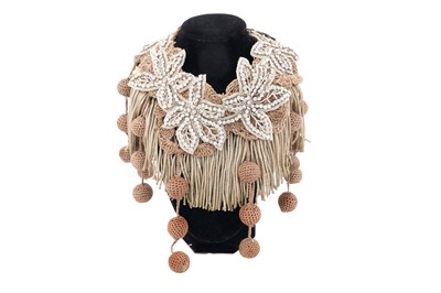 Lot 70 - A BYWALID HAND-EMBELLISHED DECORATIVE COLLAR WITH POSSIBLE ANTIQUE METAL CLASP