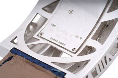 Lot 8 - A CHOPARD 'MONTRE DAME XL' 18CT WHITE GOLD, SAPPHIRE AND DIAMOND LADIES WRISTWATCH