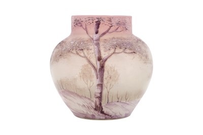 Lot 19 - A FRENCH ENAMELLED GLASS VASE IN THE MANNER OF DAUM