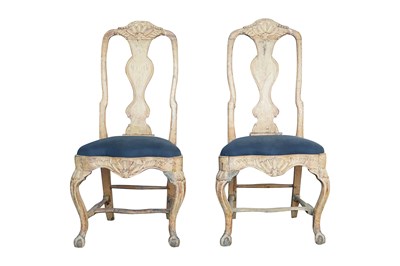 Lot 80 - A PAIR OF 19TH CENTURY SWEDISH GUSTAVIAN STYLE BEECH DINING CHAIRS