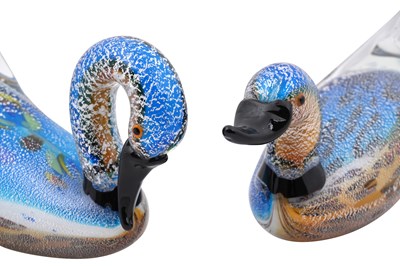 Lot 23 - A PAIR OF MURANO GLASS DUCK AND SWAN SCULPTURES