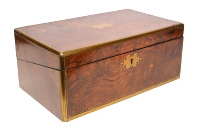 Lot 6 - A VICTORIAN BRASS BOUND WALNUT WRITING SLOPE