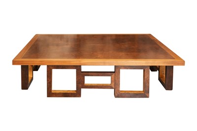 Lot 86 - A 20TH CENTURY BURR WALNUT AND CROSSBANDED COFFEE TABLE