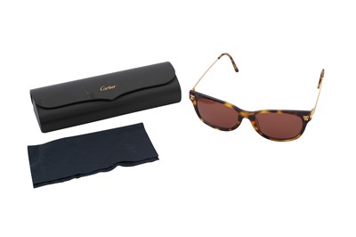 Lot 149 - A PAIR OF CARTIER TORTOISESHELL-MANNER SUNGLASSES WITH CASE