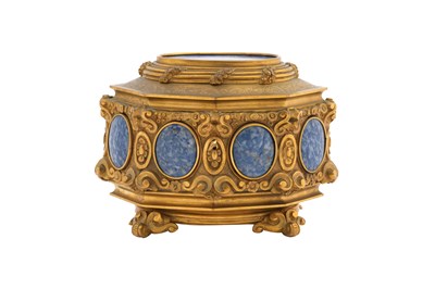 Lot 3 - A NINETEENTH CENTURY ORMOLU AND LAPIS LAZULI CASKET