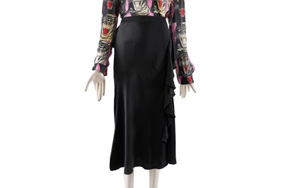 Lot 99 - AN ALEXANDER MCQUEEN BLACK RUFFLE-FRONT EVENING SKIRT