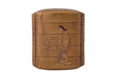Lot 62 - A JAPANESE GILT LACQUER FOUR-CASE INRO BY SENRENSAI