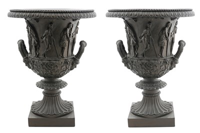 Lot 1 - A PAIR OF TABLE LAMPS IN THE FORM OF CAMPANA URNS
