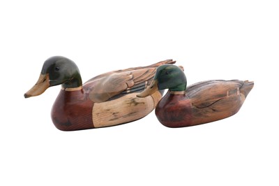 Lot 10 - TWO TOM TABER WOODEN DECOY DUCKS