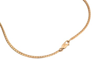 Lot 18 - AN 18CT GOLD CHEVRON HERRINGBONE NECKLACE WITH RUBIES AND DIAMONDS
