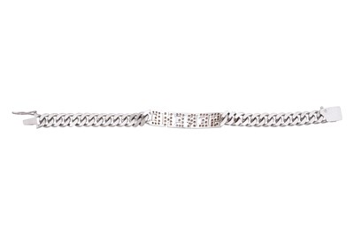Lot 34 - AN 18CT WHITE GOLD 'SERENE' IDENTITY BRACELET WITH DIAMONDS