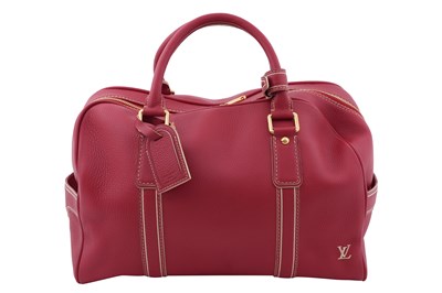 Lot 120 - A LOUIS VUITTON 'TOBAGO CARRYALL' RED LEATHER DUFFEL BAG