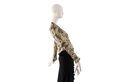 Lot 83 - AN ALESSANDRA RICH GOLD SILK LEOPARD JACQUARD JACKET