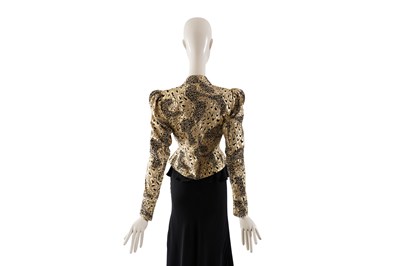 Lot 83 - AN ALESSANDRA RICH GOLD SILK LEOPARD JACQUARD JACKET