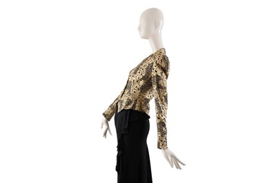 Lot 83 - AN ALESSANDRA RICH GOLD SILK LEOPARD JACQUARD JACKET