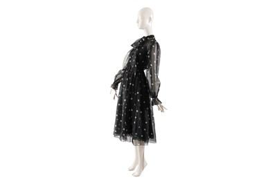 Lot 96 - A DOLCE & GABBANA BLACK POLKA DOT SILK CHIFFON DRESS