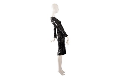 Lot 95 - AN ALEX PERRY BLACK SEQUIN EMBELLISHED EVENING DRESS
