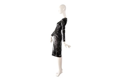Lot 95 - AN ALEX PERRY BLACK SEQUIN EMBELLISHED EVENING DRESS