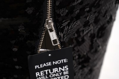 Lot 95 - AN ALEX PERRY BLACK SEQUIN EMBELLISHED EVENING DRESS