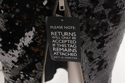 Lot 95 - AN ALEX PERRY BLACK SEQUIN EMBELLISHED EVENING DRESS