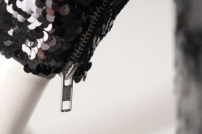 Lot 95 - AN ALEX PERRY BLACK SEQUIN EMBELLISHED EVENING DRESS