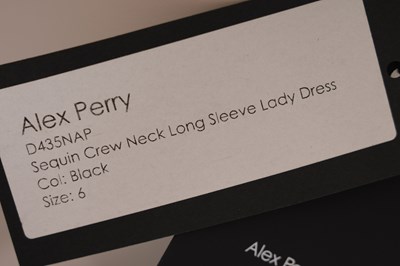 Lot 95 - AN ALEX PERRY BLACK SEQUIN EMBELLISHED EVENING DRESS