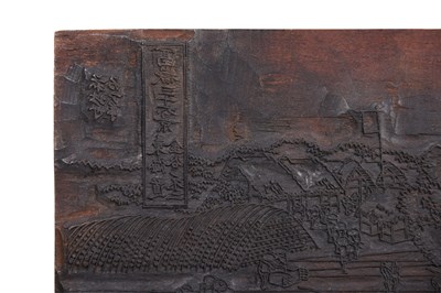 Lot 34 - A CARVED JAPANESE WOODBLOCK AND TWO PRINTS