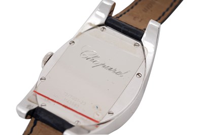Lot 10 - A CHOPARD 'CLASSIQUE FEMME' 18CT WHITE GOLD SAPPHIRE AND DIAMOND LADIES WRISTWATCH