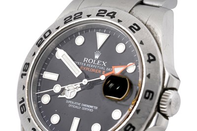 Lot 6 - A ROLEX OYSTER PERPETUAL DATE EXPLORER II STAINLESS STEEL BRACELET WATCH