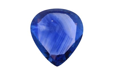 Lot 53 - AN UNMOUNTED PEAR CUT SAPPHIRE