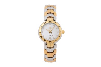 Lot 11 - A TAG HEUER LADIES LINK 18CT GOLD AND STEEL BRACELET WATCH