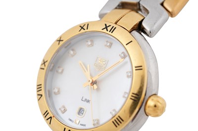 Lot 11 - A TAG HEUER LADIES LINK 18CT GOLD AND STEEL BRACELET WATCH