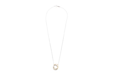 Lot 25 - A TIFFANY & CO. STERLING SILVER AND 18CT ROSE GOLD 'INTERLOCKING CIRCLES' PENDANT NECKLACE