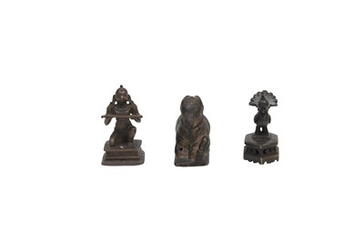 Lot 61 - THREE INDIAN MINIATURE BRONZE FIGURINES
