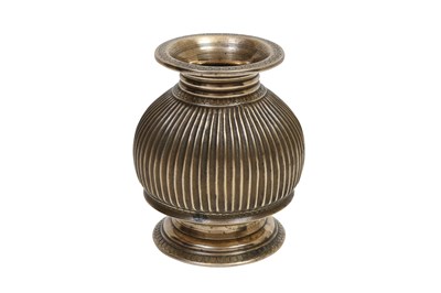 Lot 7 - A GLOBULAR HIGH-TIN METAL VASE