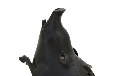 Lot 93 - A BRONZE 'WILD HOG' INCENSE BURNER AND COVER