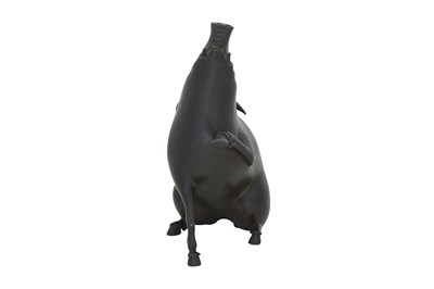 Lot 93 - A BRONZE 'WILD HOG' INCENSE BURNER AND COVER