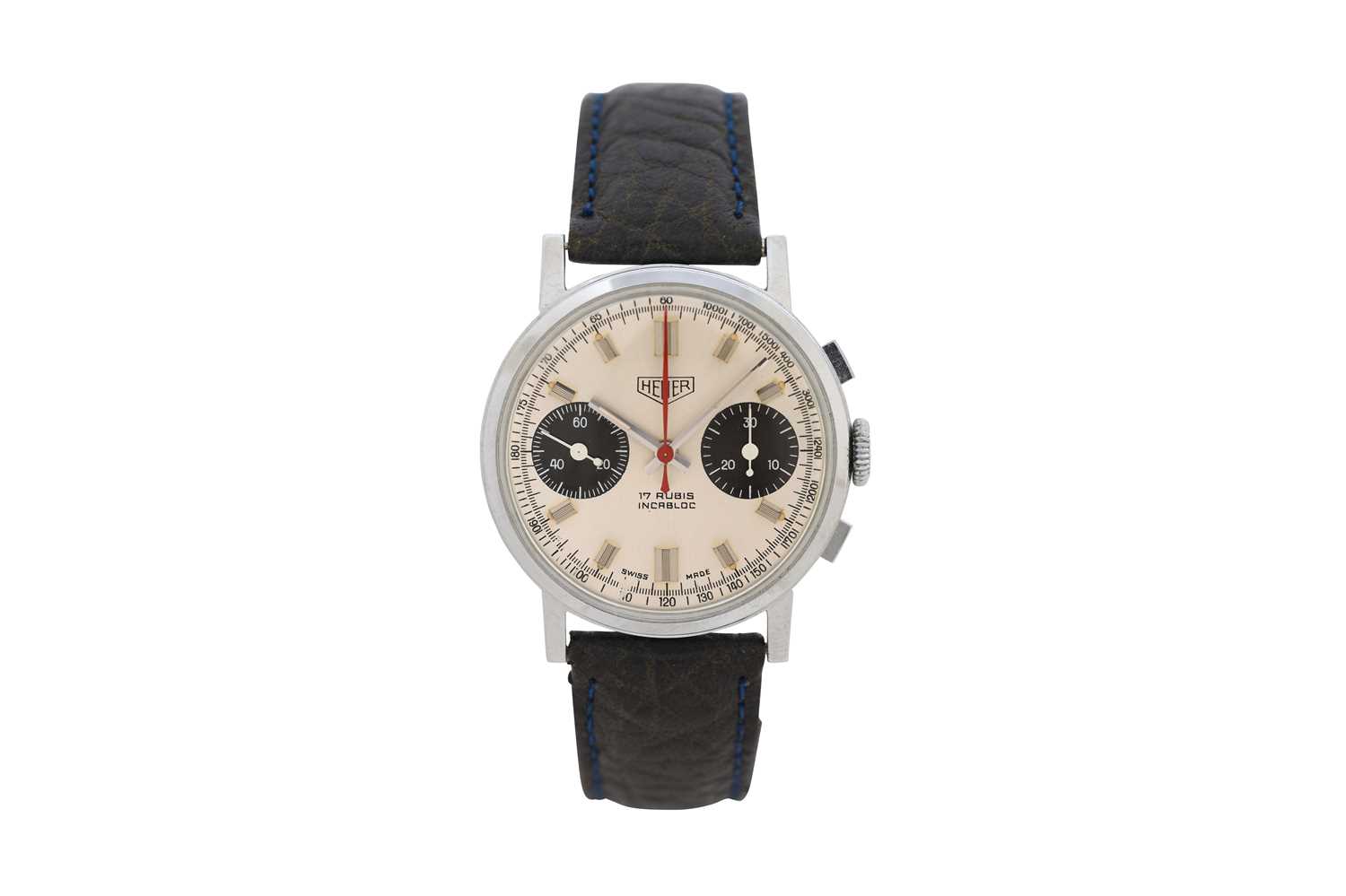 Lot 38 - A MEN'S TAG HEUER STAINLESS STEEL MANUAL CHRONOGRAPH WRISTWATCH.