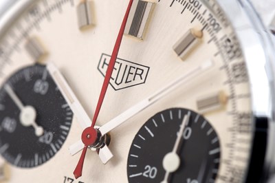 Lot 38 - A MEN'S TAG HEUER STAINLESS STEEL MANUAL CHRONOGRAPH WRISTWATCH.