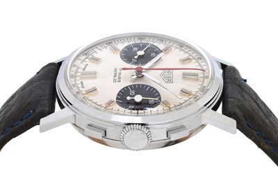Lot 38 - A MEN'S TAG HEUER STAINLESS STEEL MANUAL CHRONOGRAPH WRISTWATCH.