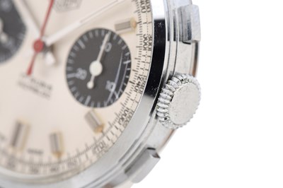 Lot 38 - A MEN'S TAG HEUER STAINLESS STEEL MANUAL CHRONOGRAPH WRISTWATCH.