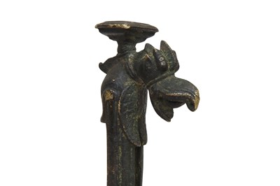 Lot 22 - A CAST BRONZE POCKET DAGGER WITH A VYALA HEAD
