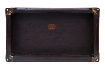 Lot 49 - A WOOD MOTHER-OF-PEARL INLAID OPIUM TRAY