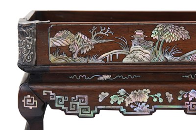 Lot 49 - A WOOD MOTHER-OF-PEARL INLAID OPIUM TRAY